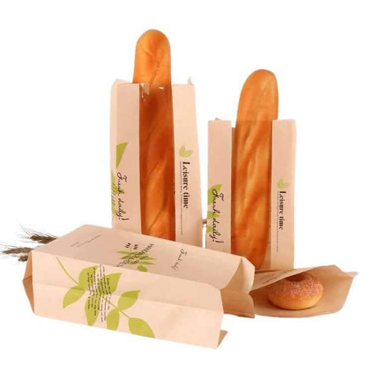 Baguette brødpapirposer med vindue