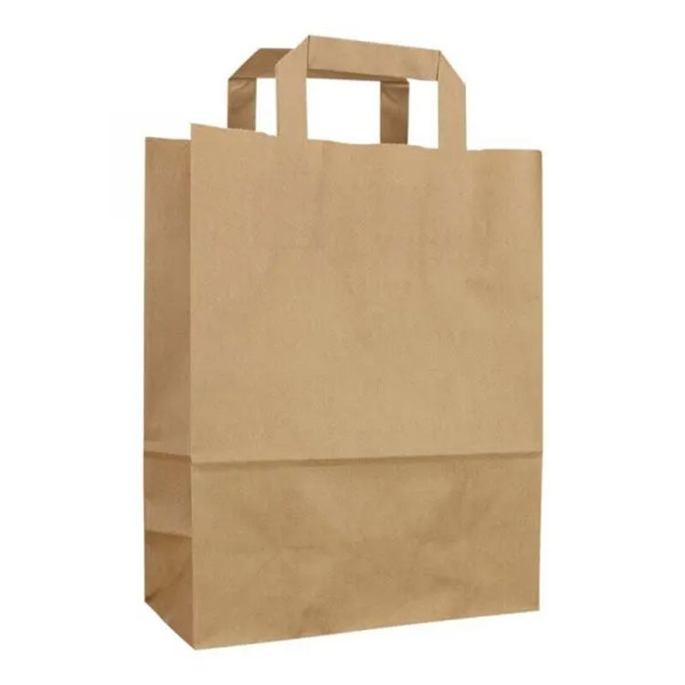 Kraft papirpose med fladt papirhåndtag